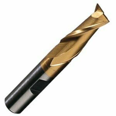 CHAMPION CUTTING TOOL 1in x 5/8in - 600T TiN Coat High Speed End Mill - Single End, Center Cutting, 2 Flute CHA 600T-1X5/8